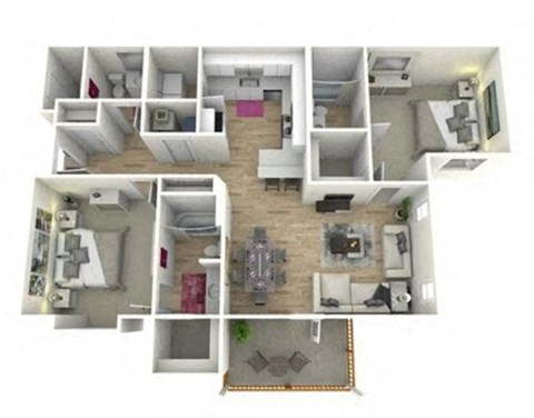 a bedroom with a bed and a chair in a room